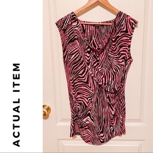 EUC Chaus Shell Top - Pink Zebra Print, XL